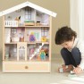 Žaislinis didelis medinis lėlių namas su 2 figūrėlėmis ir priedais | 28 vnt | Classic World CW50552
